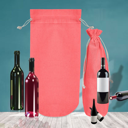 Wholesale Coloured Jute Wine Gift Pouches – Reusable Bottle Covers for Weddings & Christmas (Set of 6)