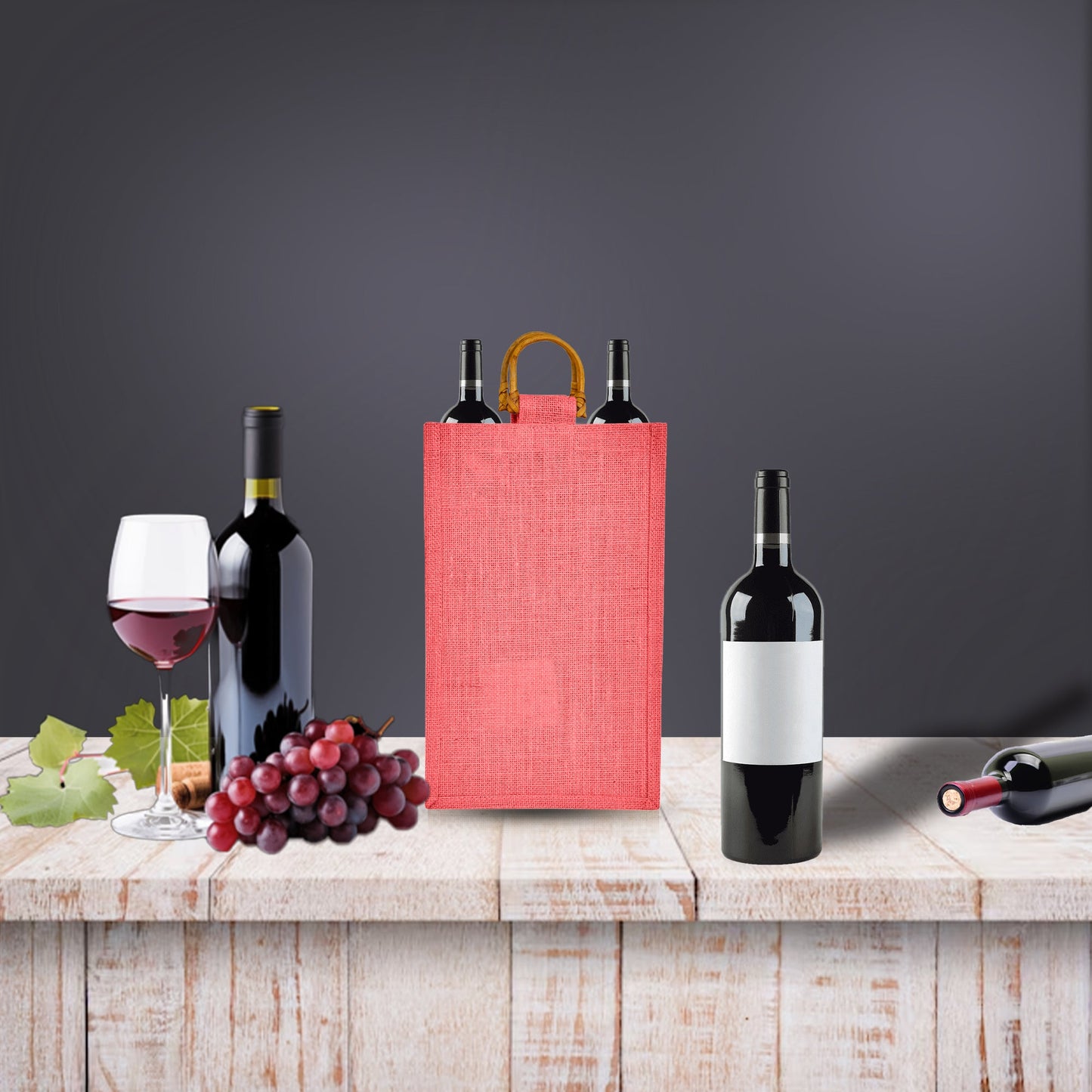 Coloured Jute Wine Burlap Gift Bags – Reusable 2-Bottle Wholesale Tote Bags, Gifting, Weddings, Parties & Holidays (Packs of 6)