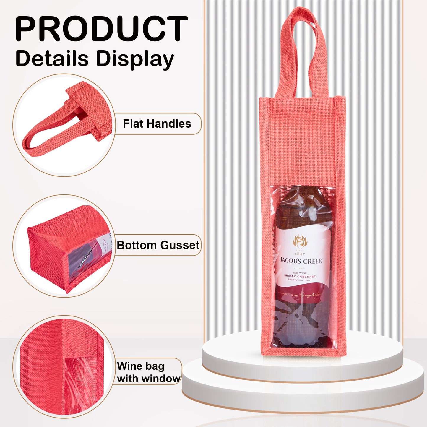 Reusable Jute Wine Gift Bags – Coloured Bottle Bags for Celebrations & Events, Wholesale (Pack of 6)