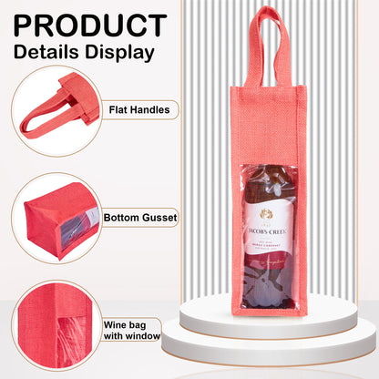 Reusable Jute Wine Gift Bags – Coloured Bottle Bags for Celebrations & Events, Wholesale (Pack of 6)