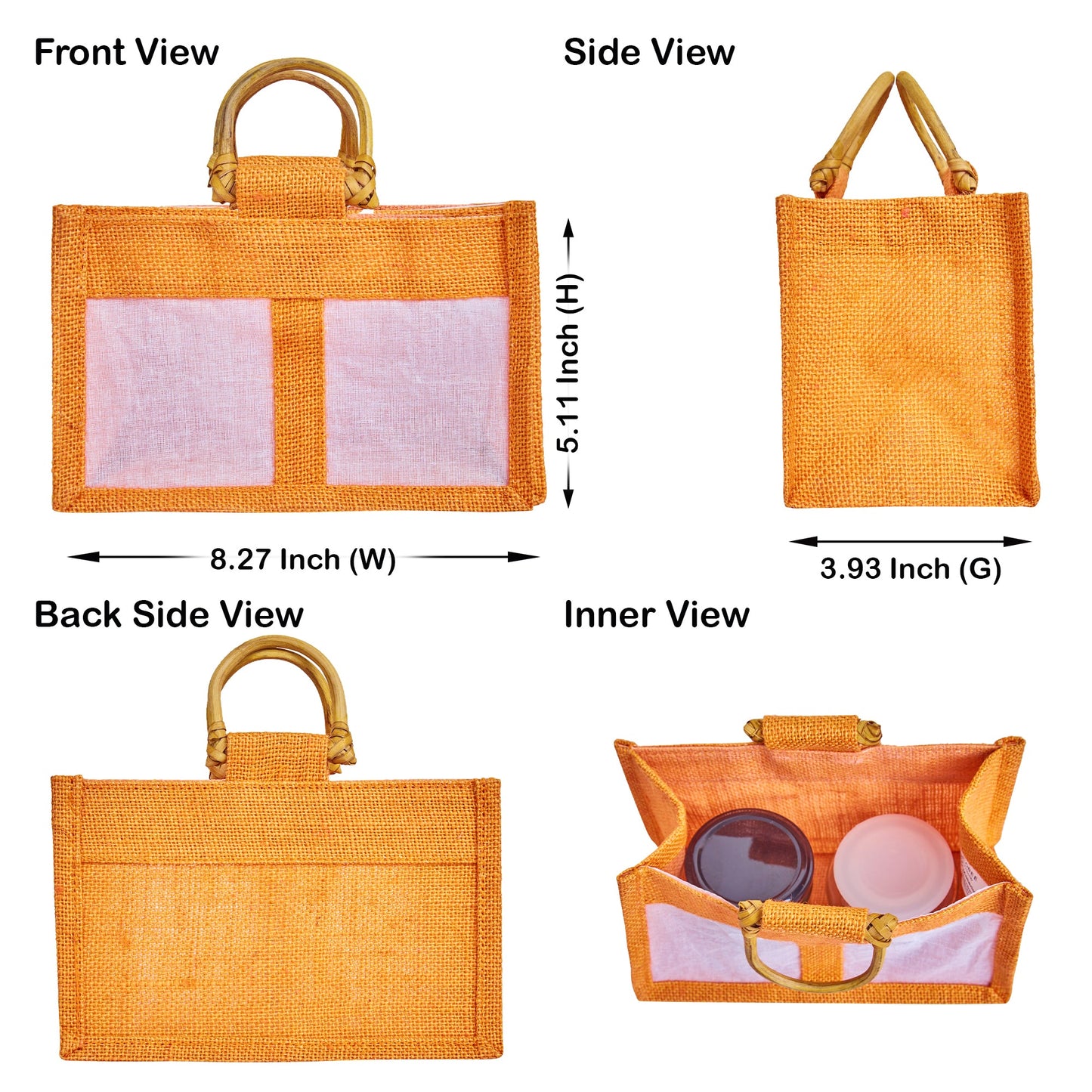 Wholesale Eco-Friendly Coloured Burlap Jute Gift Bags with Organza  (Packs of 7)
