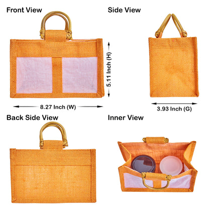 Wholesale Eco-Friendly Coloured Burlap Jute Gift Bags with Organza  (Packs of 7)