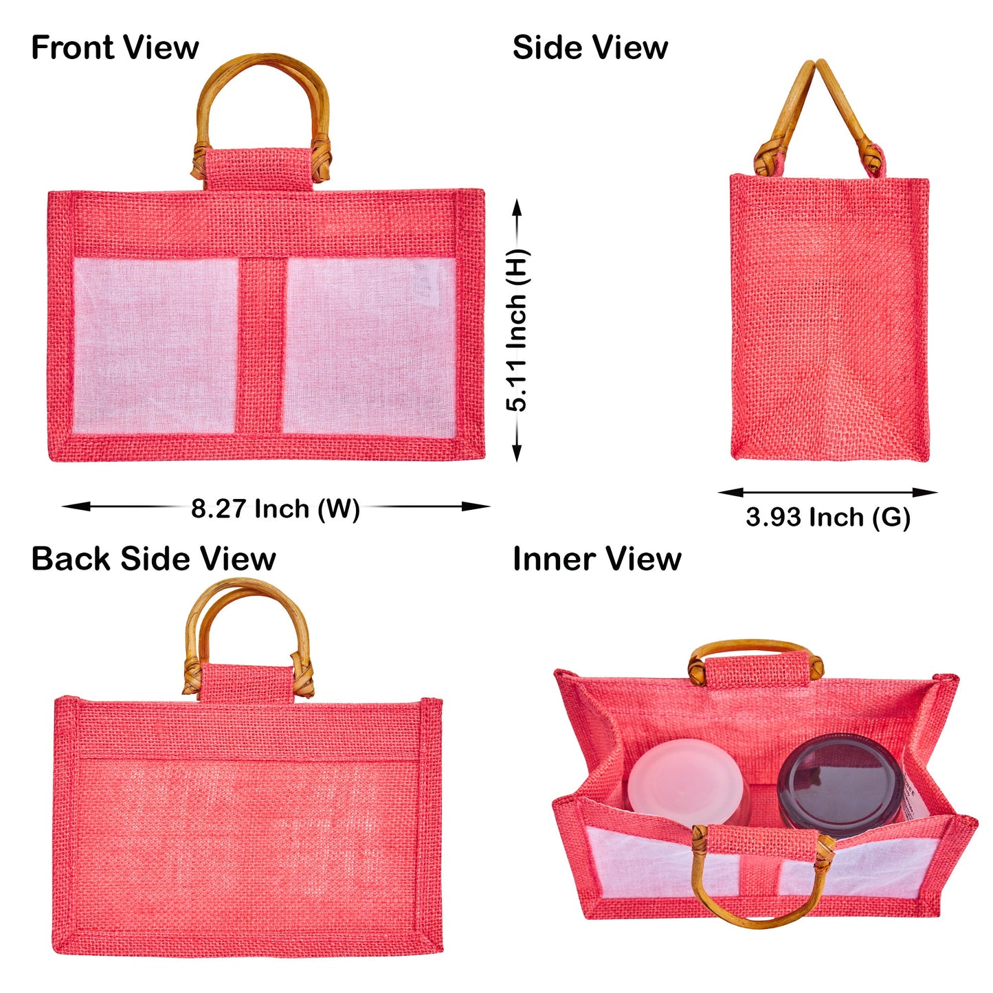 Wholesale Eco-Friendly Coloured Burlap Jute Gift Bags with Organza  (Packs of 7)