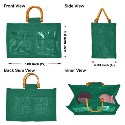Wholesale Colourful Burlap Jute Gift Bags with Cane Handles (Packs of 7)