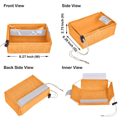 Wholesale Reusable Coloured Burlap Jute Gift Boxes with PVC Window forParty gift (Packs of 7)