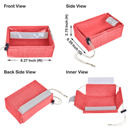 Wholesale Reusable Coloured Burlap Jute Gift Boxes with PVC Window forParty gift (Packs of 7)