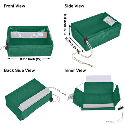 Wholesale Reusable Coloured Burlap Jute Gift Boxes with PVC Window forParty gift (Packs of 7)