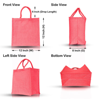 Wholesale Jute Promotional Shopping Bags – Red, Pink, Green & Orange for Gifts, Promotions & More (Packs of 4)