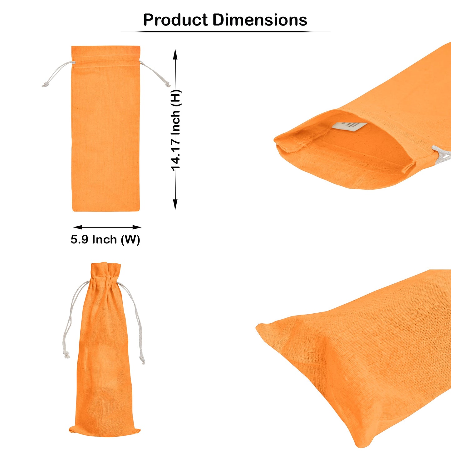 Wholesale Cotton Wine Bottle Gift Bags –Drawstring Pouches Gifting, Parties, Weddings, Christmas, New Year & Holidays (6 Pack)