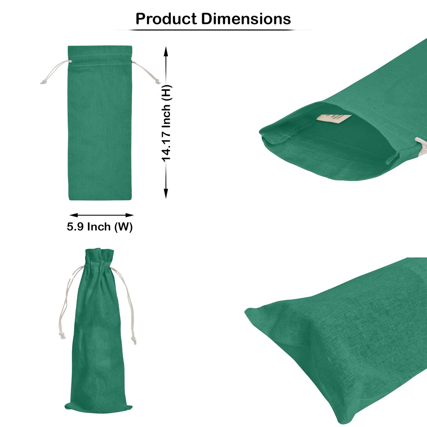 Wholesale Cotton Wine Bottle Gift Bags –Drawstring Pouches Gifting, Parties, Weddings, Christmas, New Year & Holidays (6 Pack)