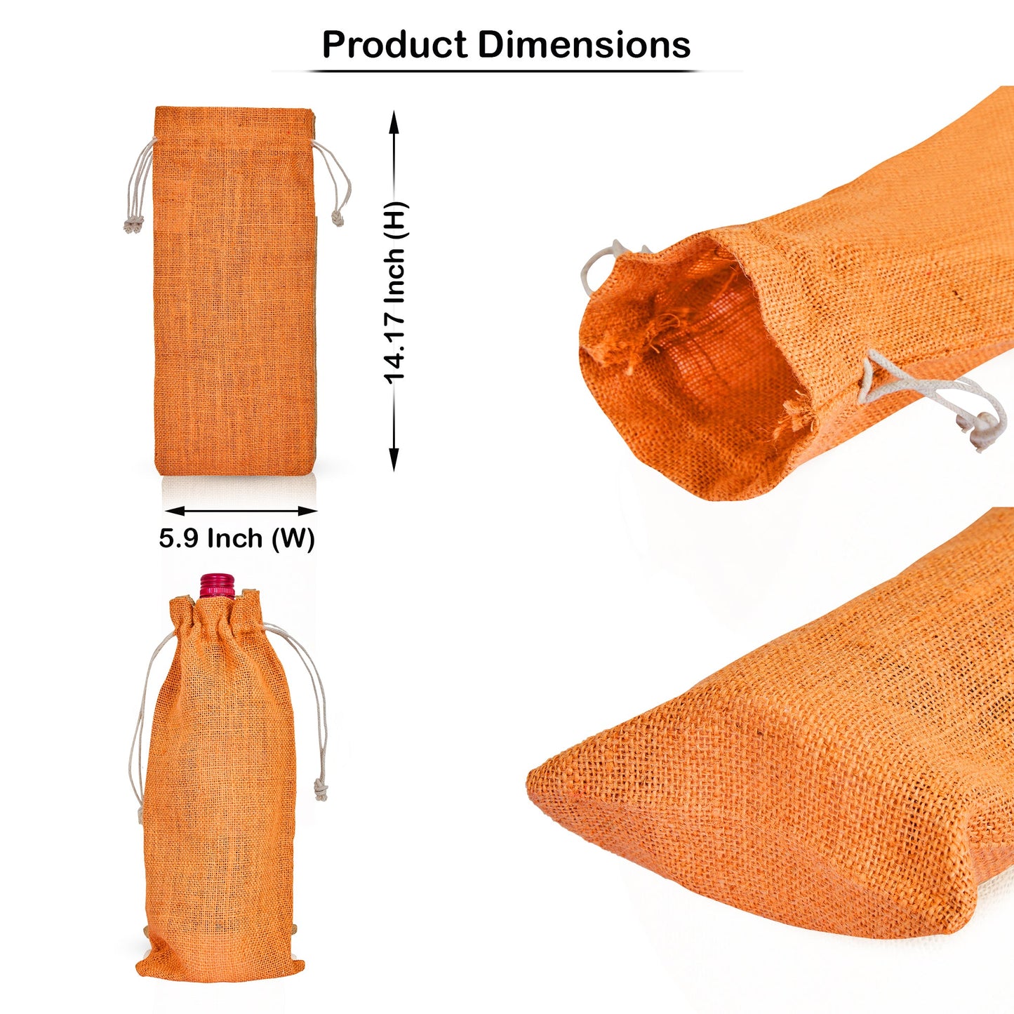 Wholesale Coloured Jute Wine Bottle Gift Pouches – Drawstring Burlap Bags for Gifting & Events (Set of 7)