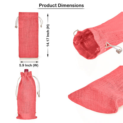 Wholesale Coloured Jute Wine Bottle Gift Pouches – Drawstring Burlap Bags for Gifting & Events (Set of 7)
