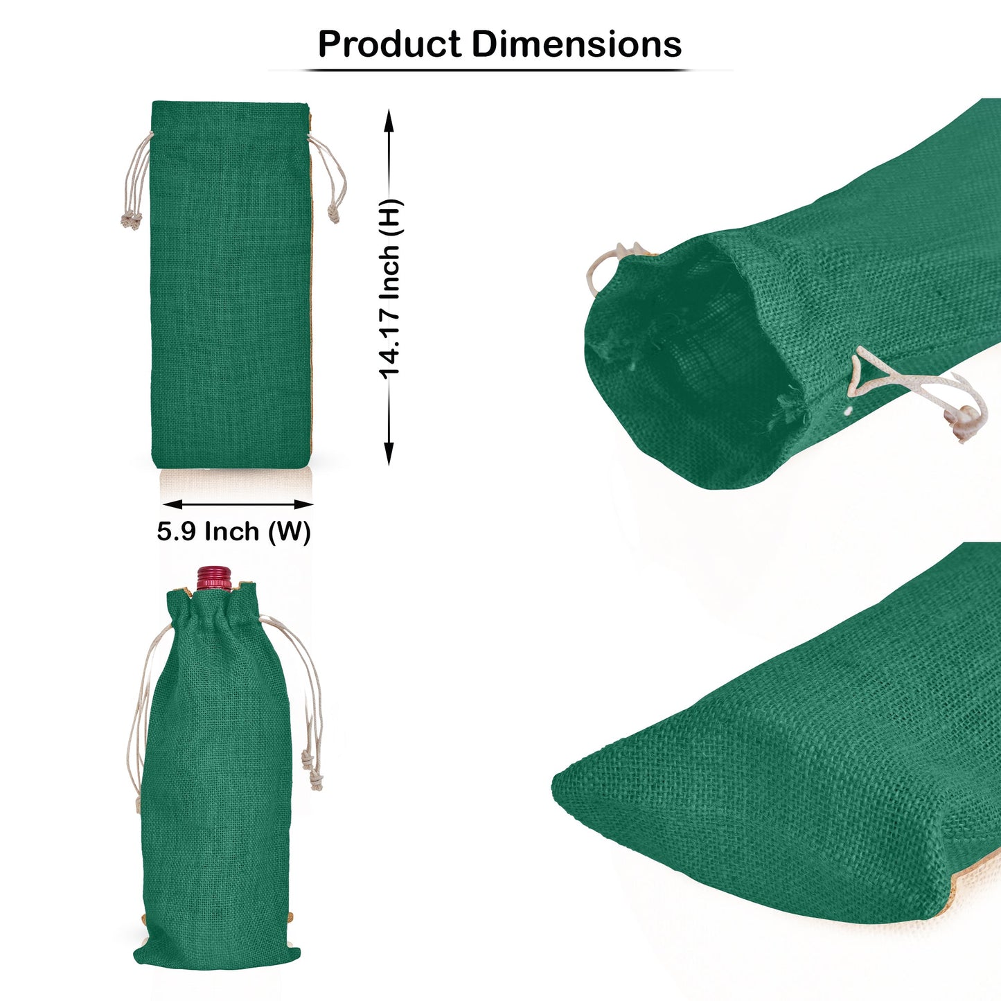 Wholesale Coloured Jute Wine Bottle Gift Pouches – Drawstring Burlap Bags for Gifting & Events (Set of 7)