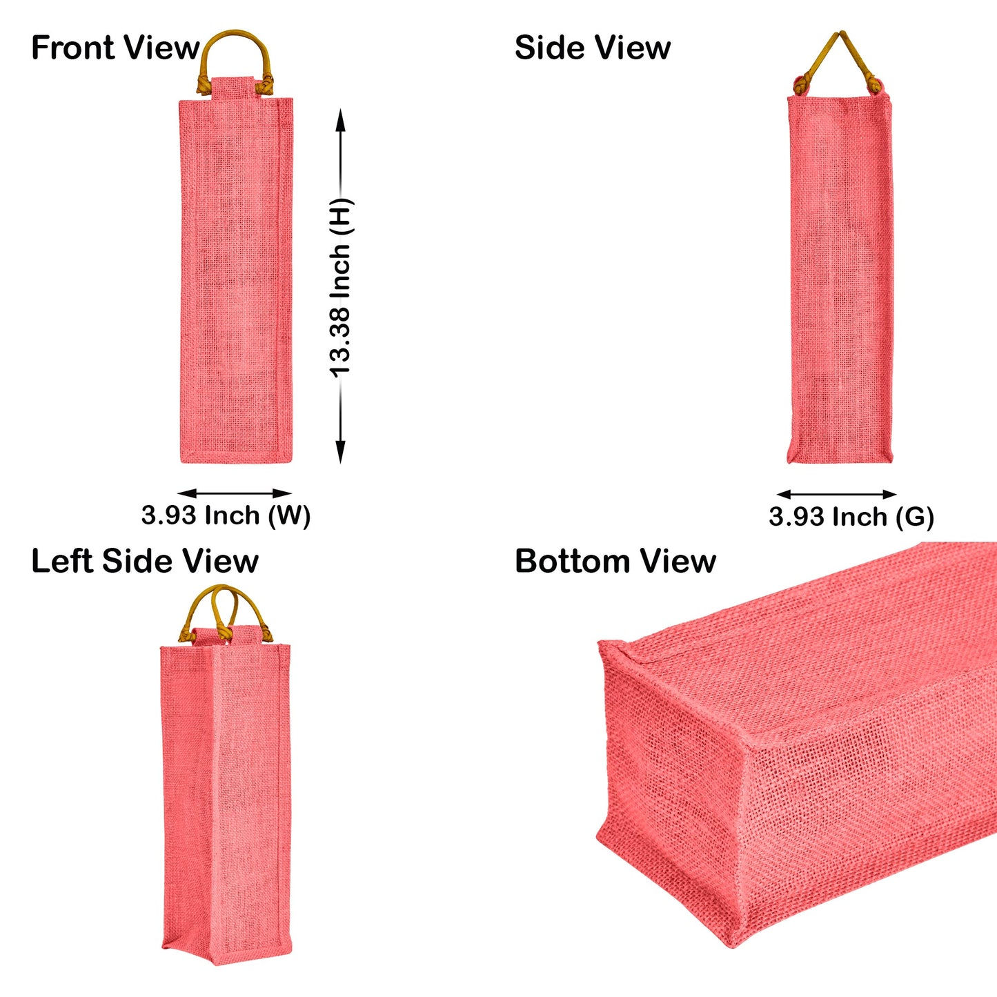 Wholesale Coloured Jute Wine Bottle Bags with Cane Handles – For Events & Gifting (Pack of 7)