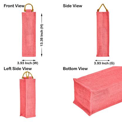 Wholesale Coloured Jute Wine Bottle Bags with Cane Handles – For Events & Gifting (Pack of 7)
