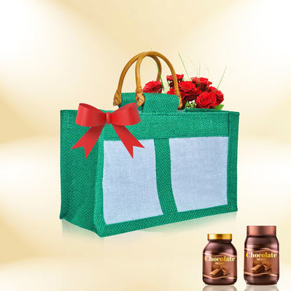 Wholesale Eco-Friendly Coloured Burlap Jute Gift Bags with Organza  (Packs of 7)