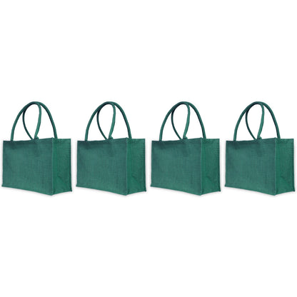 Jute Wholesale Tote Bags – Ideal for Christmas Gifts, Weddings & Shopping – Deep Red, Pink, Green & Orange (Set of 4)