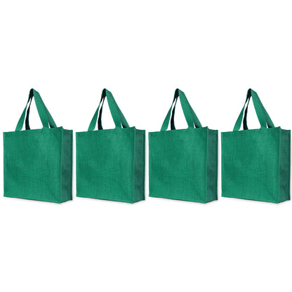 Reusable Natural Jute Bags for Wholesale – Shopping, Gifting, Wedding & Daily Use – Deep Red, Pink, Green & Orange (Set of 4)