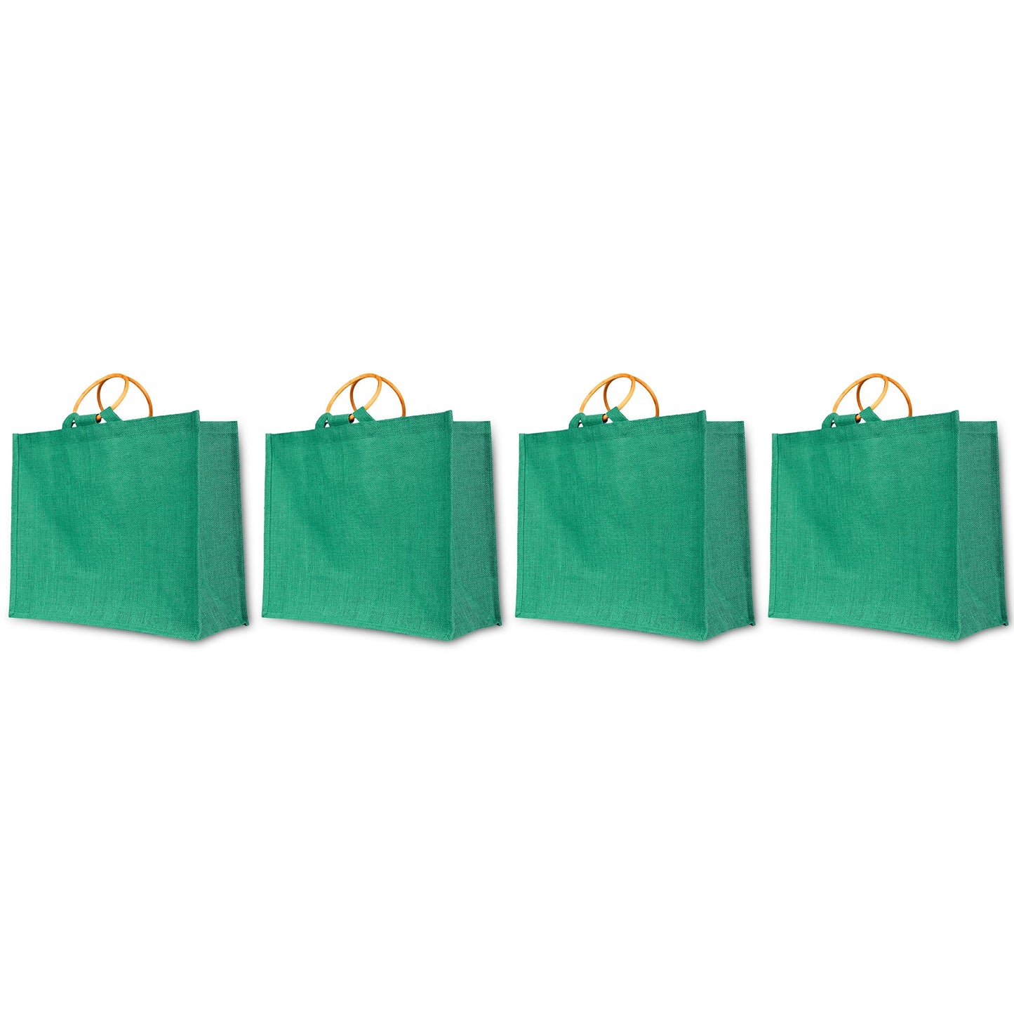 Jute Tote Bags for Wholesale – Reusable Burlap Bags with Cane Handles for Shopping & Beach (Set of 4)