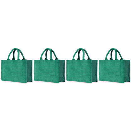 Colorful Wholesale Burlap Shopping Totes for Promotions, Holidays, Weddings, Travel & Everyday Use (Set of 4)