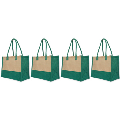 Jute Tote Bags for Wholesale – Red, Pink, Green & Orange – Burlap Bags for Shopping, Gifting & Everyday Use (Set of 4)