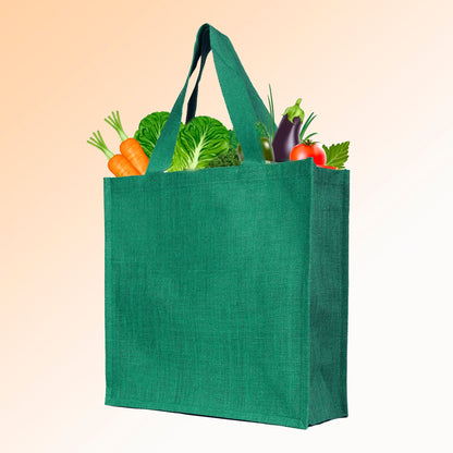 Reusable Natural Jute Bags for Wholesale – Shopping, Gifting, Wedding & Daily Use – Deep Red, Pink, Green & Orange (Set of 4)