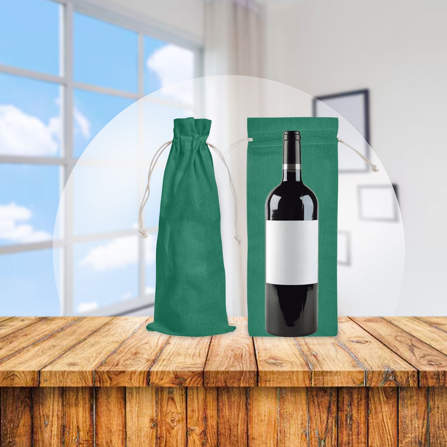 Wholesale Cotton Wine Bottle Gift Bags –Drawstring Pouches Gifting, Parties, Weddings, Christmas, New Year & Holidays (6 Pack)