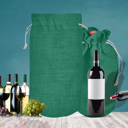 Wholesale Coloured Jute Wine Bottle Gift Pouches – Burlap Bags for Weddings & Celebrations (Set of 7)