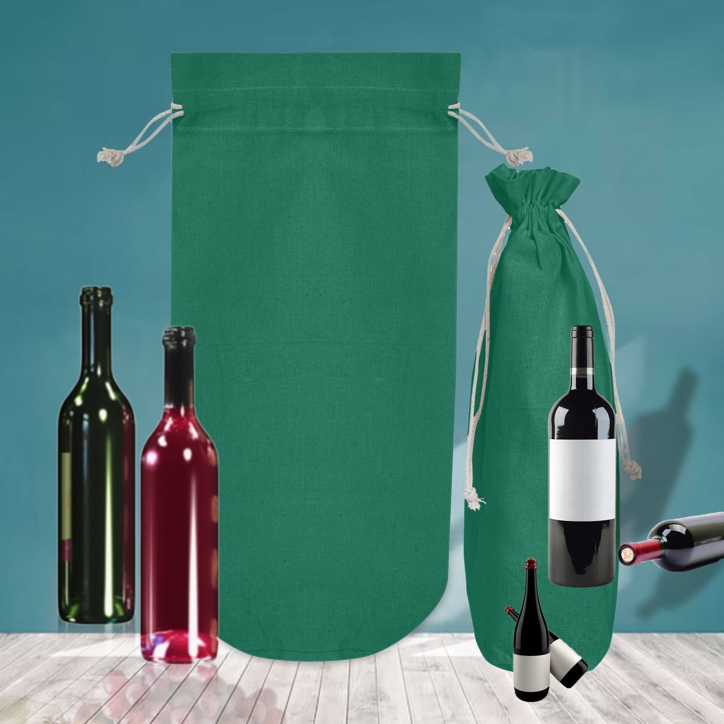 Wholesale Coloured Jute Wine Gift Pouches – Reusable Bottle Covers for Weddings & Christmas (Set of 6)