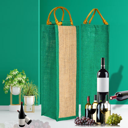 Wholesale Jute Wine Gift Bags with Cane Handles – New Year, Weddings, Birthdays, Parties, Christmas & Special Occasion (Packs of 6)