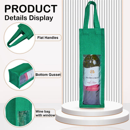 Reusable Jute Wine Gift Bags – Coloured Bottle Bags for Celebrations & Events, Wholesale (Pack of 6)