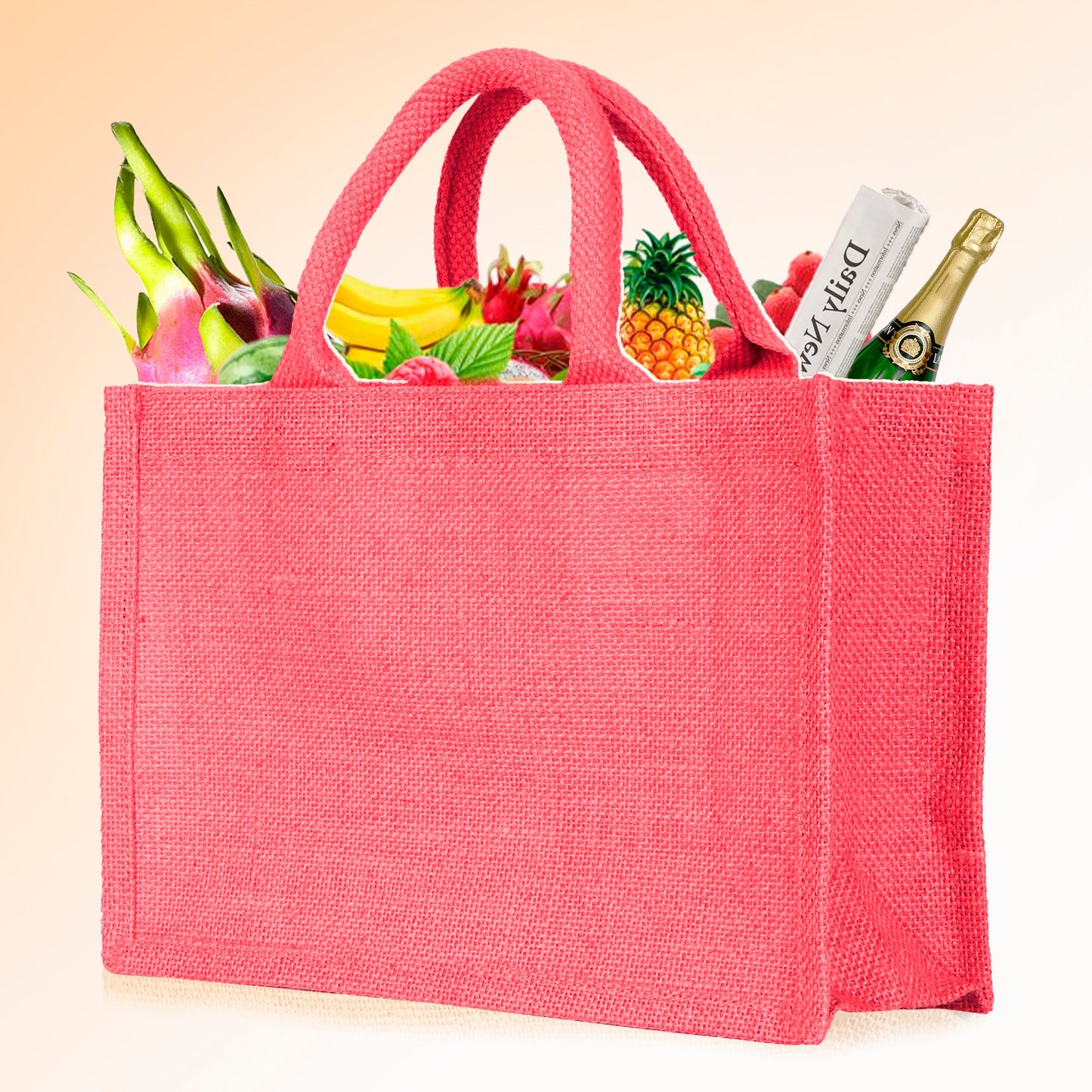 Colorful Wholesale Burlap Shopping Totes for Promotions, Holidays, Weddings, Travel & Everyday Use (Set of 4)