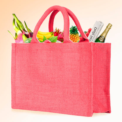 Colorful Wholesale Burlap Shopping Totes for Promotions, Holidays, Weddings, Travel & Everyday Use (Set of 4)