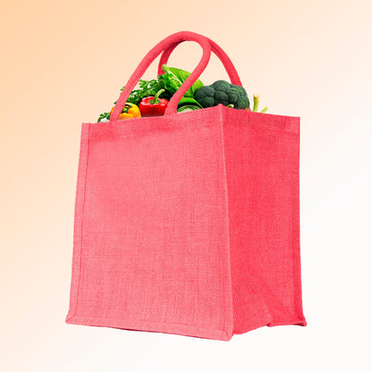 Wholesale Jute Promotional Shopping Bags – Red, Pink, Green & Orange for Gifts, Promotions & More (Packs of 4)