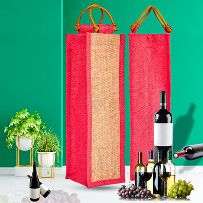 Wholesale Jute Wine Gift Bags with Cane Handles – New Year, Weddings, Birthdays, Parties, Christmas & Special Occasion (Packs of 6)