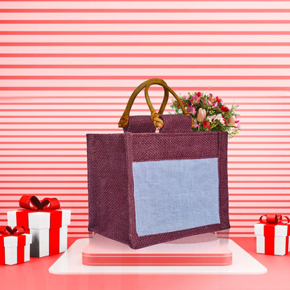 Wholesale Colourful Burlap Jute Gift Bags with Organza for Party Favours & Events (Packs of 7)