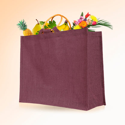 Jute Tote Bags for Wholesale – Reusable Burlap Bags with Cane Handles for Shopping & Beach (Set of 4)