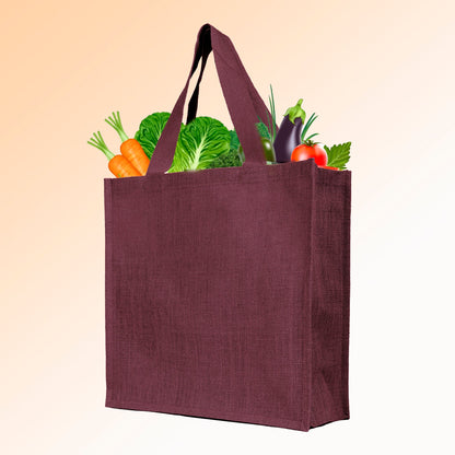 Reusable Natural Jute Bags for Wholesale – Shopping, Gifting, Wedding & Daily Use – Deep Red, Pink, Green & Orange (Set of 4)
