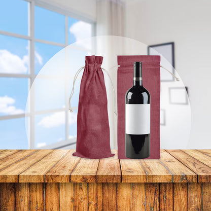 Wholesale Cotton Wine Bottle Gift Bags –Drawstring Pouches Gifting, Parties, Weddings, Christmas, New Year & Holidays (6 Pack)