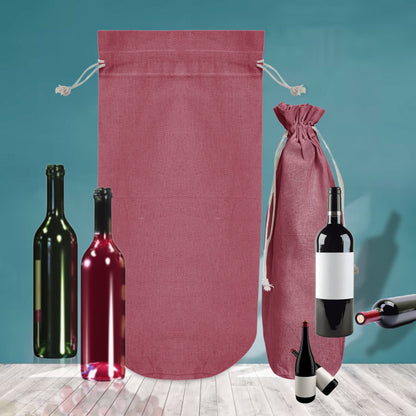 Wholesale Coloured Jute Wine Gift Pouches – Reusable Bottle Covers for Weddings & Christmas (Set of 6)
