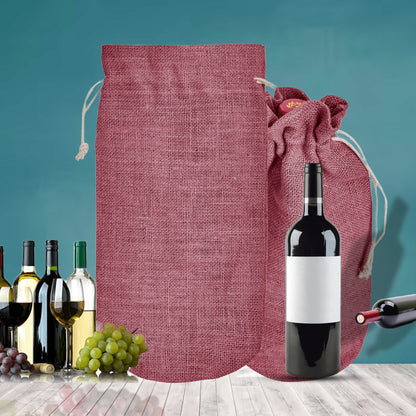 Wholesale Coloured Jute Wine Bottle Gift Pouches – Burlap Bags for Weddings & Celebrations (Set of 7)