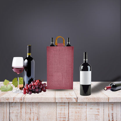 Coloured Jute Wine Burlap Gift Bags – Reusable 2-Bottle Wholesale Tote Bags, Gifting, Weddings, Parties & Holidays (Packs of 6)