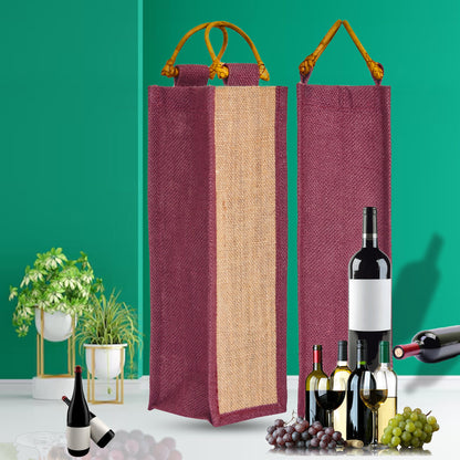 Wholesale Jute Wine Gift Bags with Cane Handles – New Year, Weddings, Birthdays, Parties, Christmas & Special Occasion (Packs of 6)