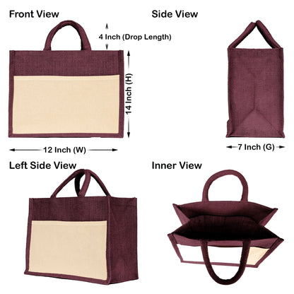 Jute Shopping Bags in Red, Green, Orange & Pink – Wholesale Burlap Totes for Weddings, Holidays & Daily Use (Set of 4)