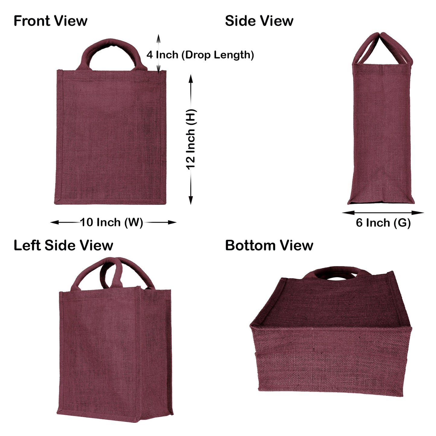 Durable  Wholesale Jute Tote Bags for DIY, Gifting, Weddings, Groceries, Beach, and Promotions (Packs of 4)