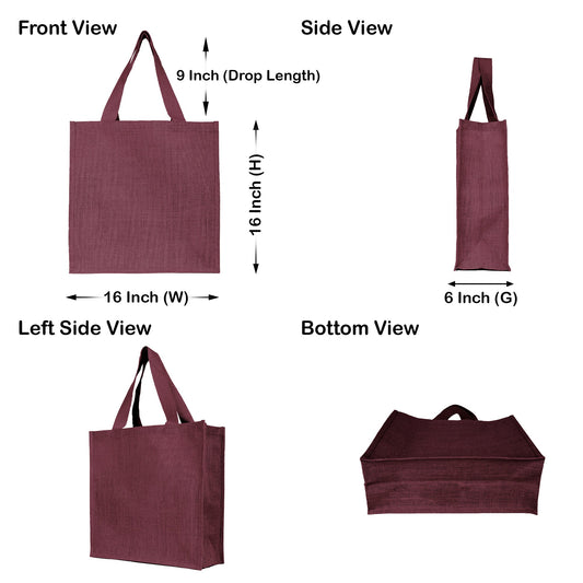 Reusable Natural Jute Bags for Wholesale – Shopping, Gifting, Wedding & Daily Use – Deep Red, Pink, Green & Orange (Set of 4)
