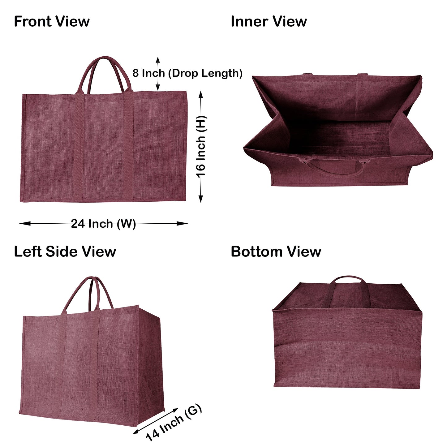 Wholesale Environmentally Friendly Jute Shopping Bags – Red, Pink, Green & Orange Burlap Totes (Pack of 4)