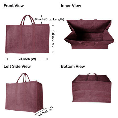 Wholesale Environmentally Friendly Jute Shopping Bags – Red, Pink, Green & Orange Burlap Totes (Pack of 4)