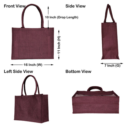 Jute Wholesale Tote Bags – Ideal for Christmas Gifts, Weddings & Shopping – Deep Red, Pink, Green & Orange (Set of 4)