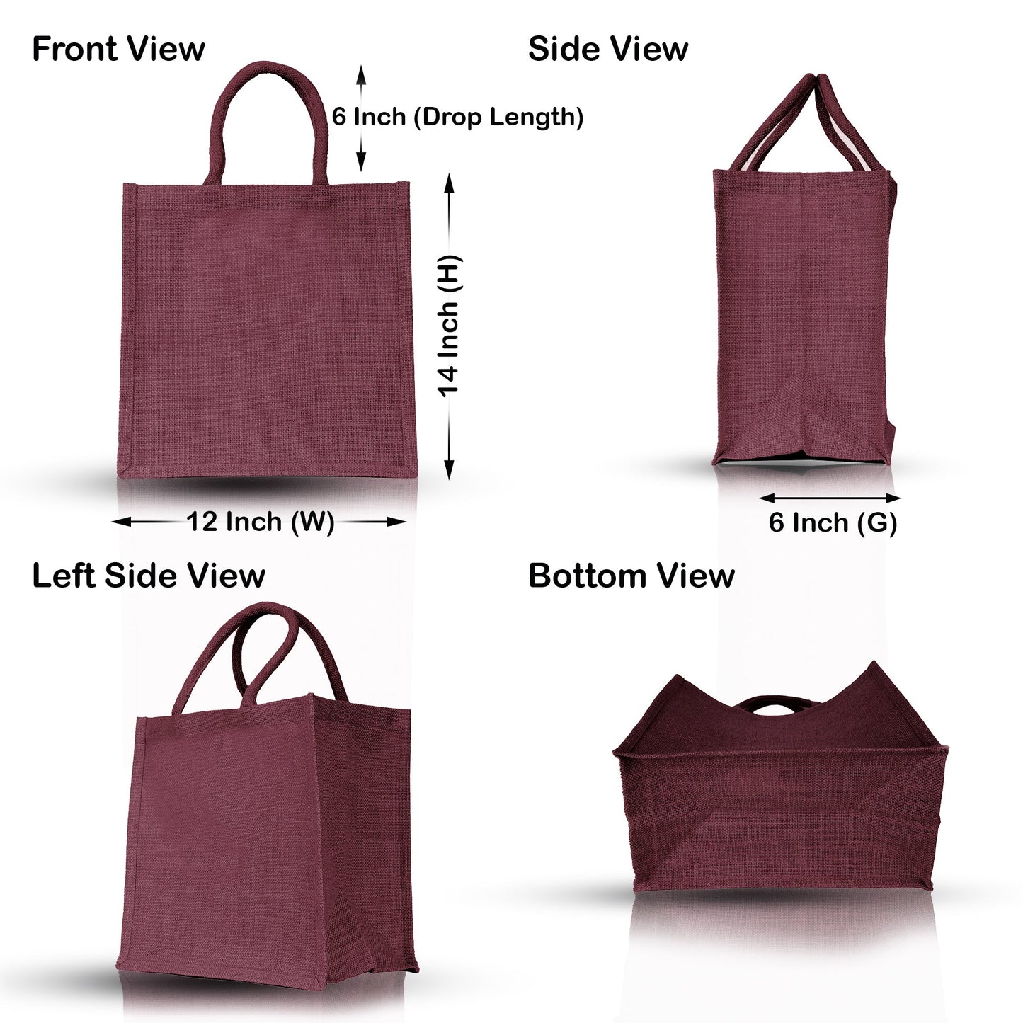 Wholesale Sustainable Jute Burlap Tote Bags – Ideal for Travel, Weddings, Shopping & Promotional (Packs of 4)